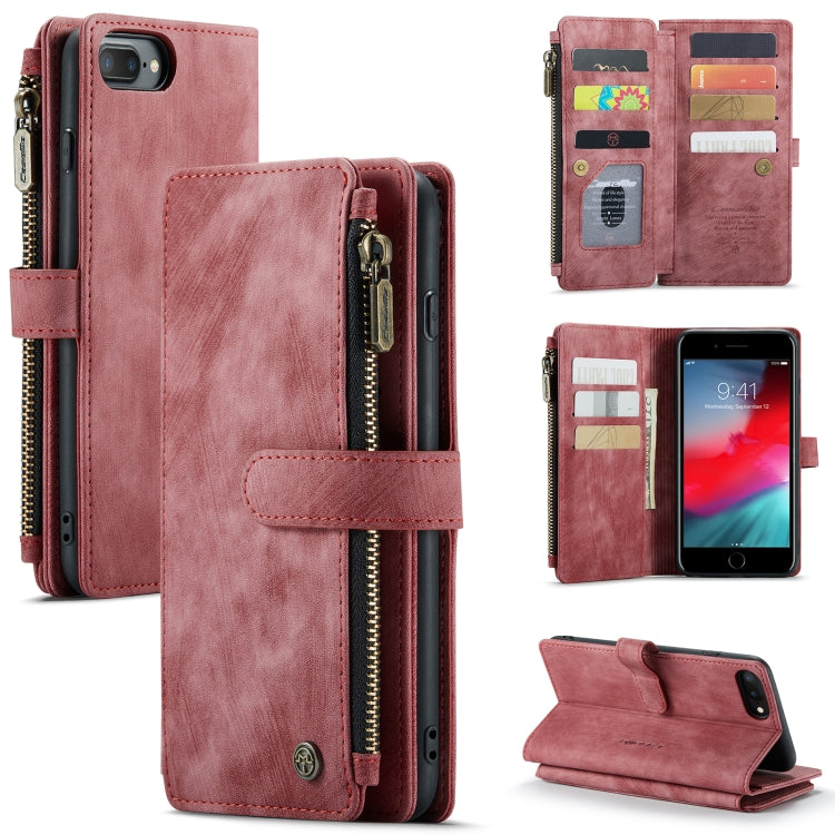 CaseMe-C30 PU + TPU Estuche de cuero con tapa horizontal multifuncional con soporte y ranura para tarjeta y billetera y bolsillo con cremallera, For iPhone 8 Plus & 7 Plus & 6 Plus, For iPhone SE 2022 / SE 2020 / 8 / 7 / 6, For iPhone 11               ...