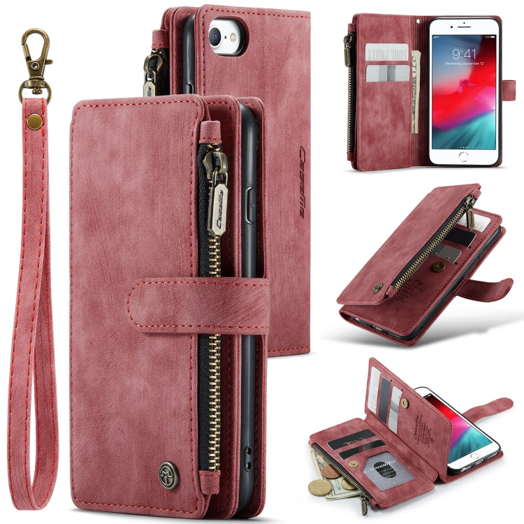 CaseMe-C30 PU + TPU Estuche de cuero con tapa horizontal multifuncional con soporte y ranura para tarjeta y billetera y bolsillo con cremallera, For iPhone 8 Plus & 7 Plus & 6 Plus, For iPhone SE 2022 / SE 2020 / 8 / 7 / 6, For iPhone 11               ...