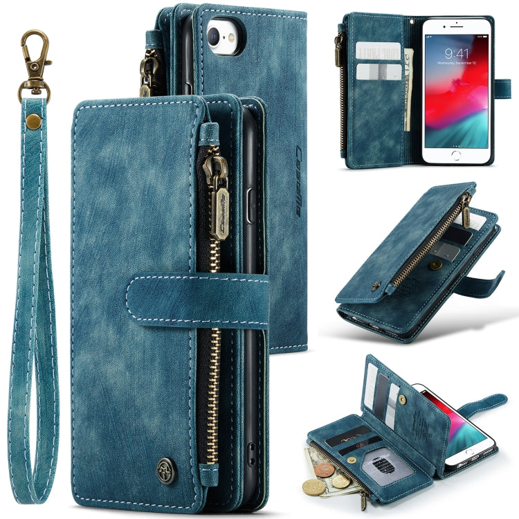 CaseMe-C30 PU + TPU Estuche de cuero con tapa horizontal multifuncional con soporte y ranura para tarjeta y billetera y bolsillo con cremallera, For iPhone 8 Plus & 7 Plus & 6 Plus, For iPhone SE 2022 / SE 2020 / 8 / 7 / 6, For iPhone 11               ...