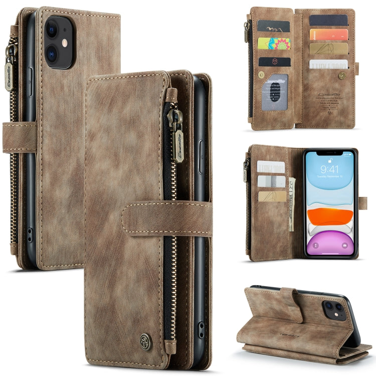 CaseMe-C30 PU + TPU Estuche de cuero con tapa horizontal multifuncional con soporte y ranura para tarjeta y billetera y bolsillo con cremallera, For iPhone 8 Plus & 7 Plus & 6 Plus, For iPhone SE 2022 / SE 2020 / 8 / 7 / 6, For iPhone 11               ...