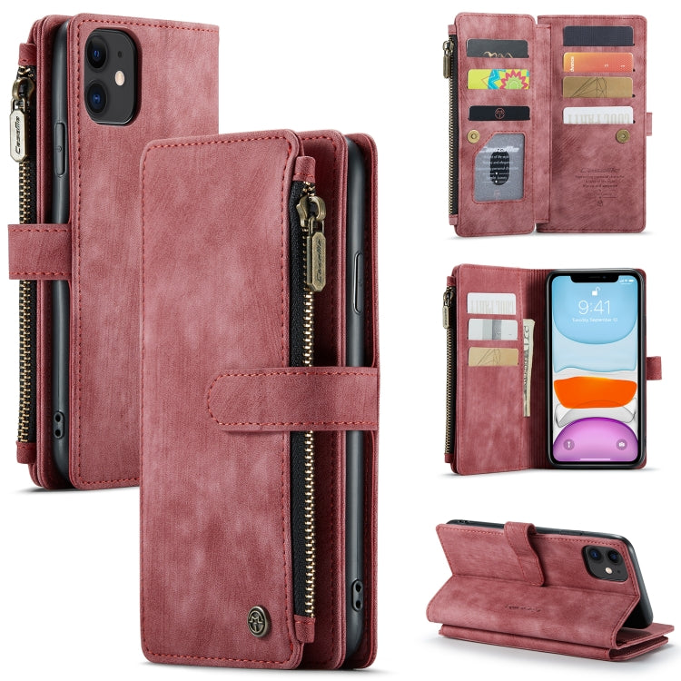 CaseMe-C30 PU + TPU Estuche de cuero con tapa horizontal multifuncional con soporte y ranura para tarjeta y billetera y bolsillo con cremallera, For iPhone 8 Plus & 7 Plus & 6 Plus, For iPhone SE 2022 / SE 2020 / 8 / 7 / 6, For iPhone 11               ...