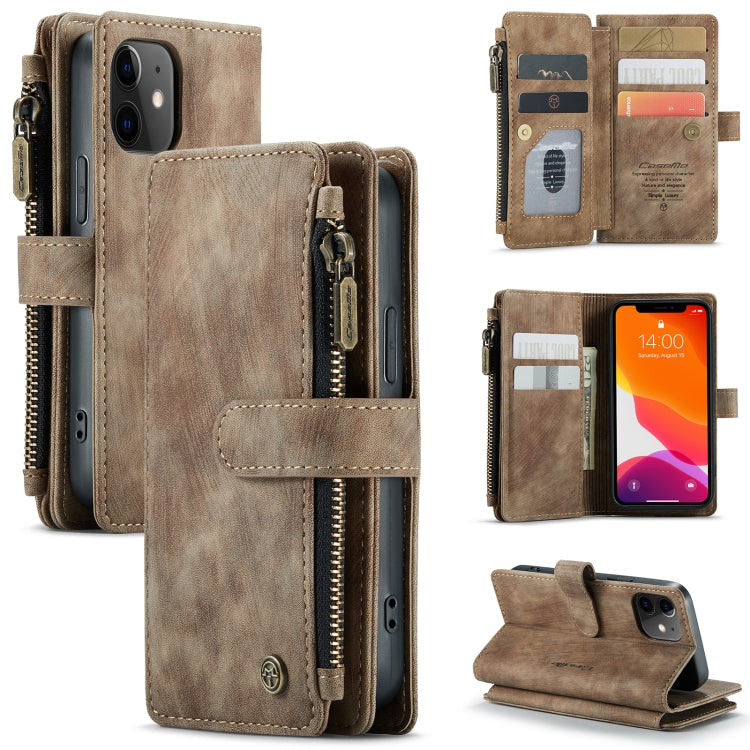 CaseMe-C30 PU + TPU Estuche de cuero con tapa horizontal multifuncional con soporte y ranura para tarjeta y billetera y bolsillo con cremallera, For iPhone 8 Plus & 7 Plus & 6 Plus, For iPhone SE 2022 / SE 2020 / 8 / 7 / 6, For iPhone 11               ...