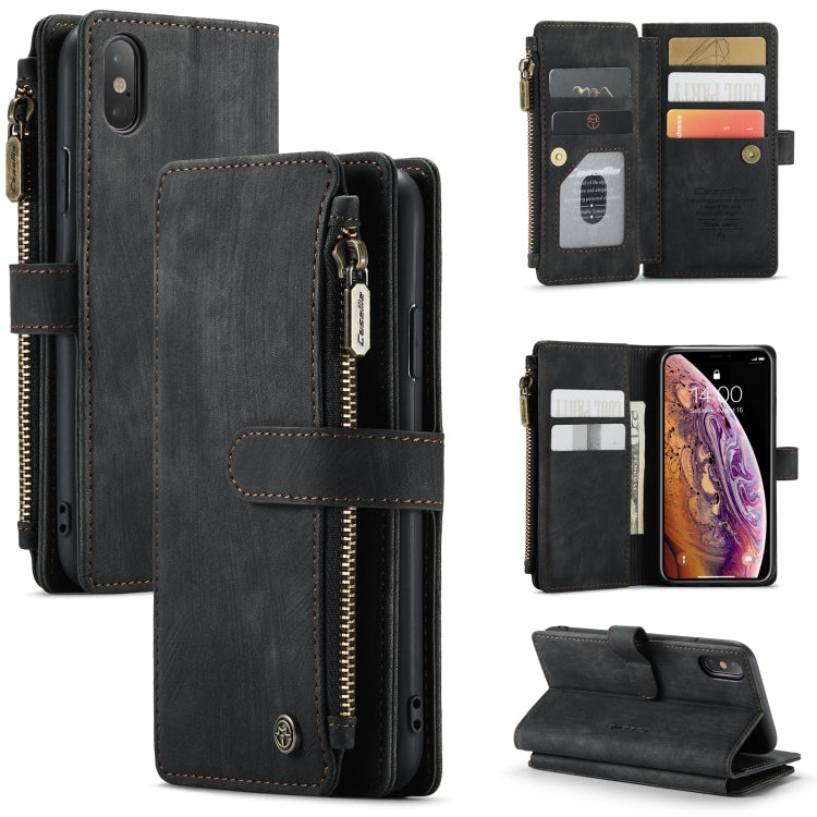 CaseMe-C30 PU + TPU Estuche de cuero con tapa horizontal multifuncional con soporte y ranura para tarjeta y billetera y bolsillo con cremallera, For iPhone 8 Plus & 7 Plus & 6 Plus, For iPhone SE 2022 / SE 2020 / 8 / 7 / 6, For iPhone 11               ...