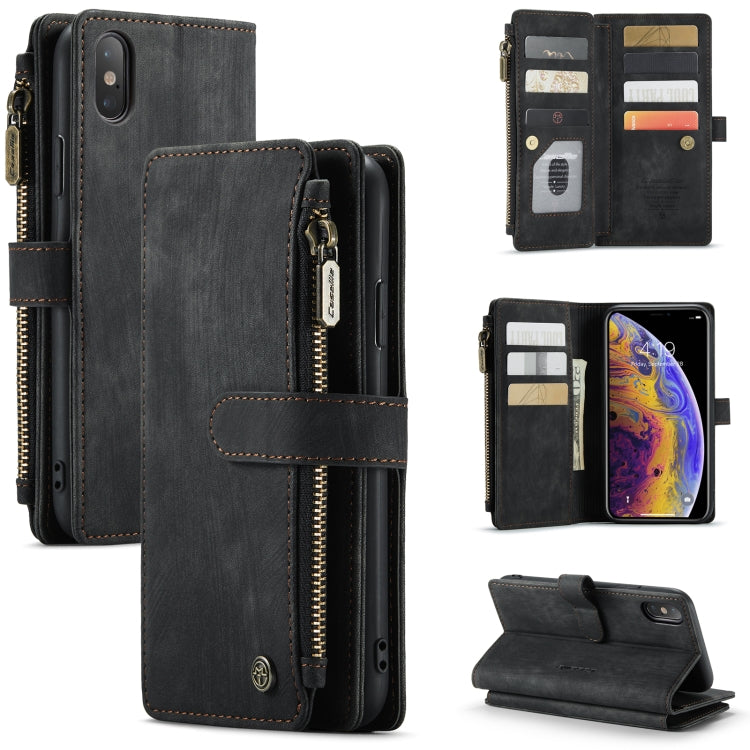CaseMe-C30 PU + TPU Estuche de cuero con tapa horizontal multifuncional con soporte y ranura para tarjeta y billetera y bolsillo con cremallera, For iPhone 8 Plus & 7 Plus & 6 Plus, For iPhone SE 2022 / SE 2020 / 8 / 7 / 6, For iPhone 11               ...