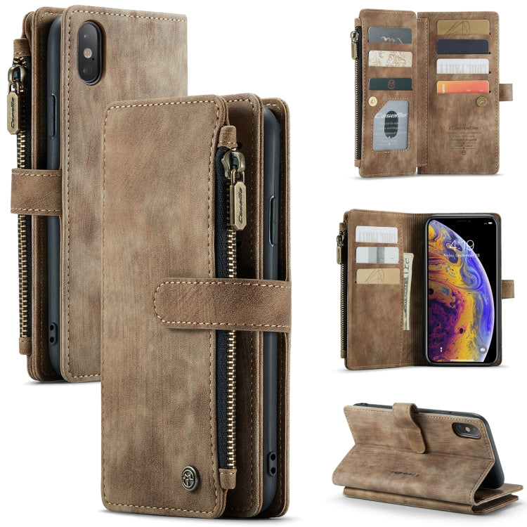 CaseMe-C30 PU + TPU Estuche de cuero con tapa horizontal multifuncional con soporte y ranura para tarjeta y billetera y bolsillo con cremallera, For iPhone 8 Plus & 7 Plus & 6 Plus, For iPhone SE 2022 / SE 2020 / 8 / 7 / 6, For iPhone 11               ...
