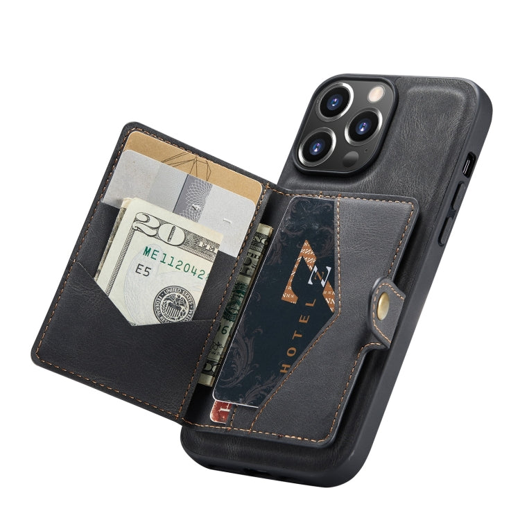 JEEHOOD Estuche protector desmontable magnético retro con billetera y ranura para tarjeta y soporte, For iPhone 13 mini, For iPhone 13, For iPhone 13 Pro, For iPhone 13 Pro Max