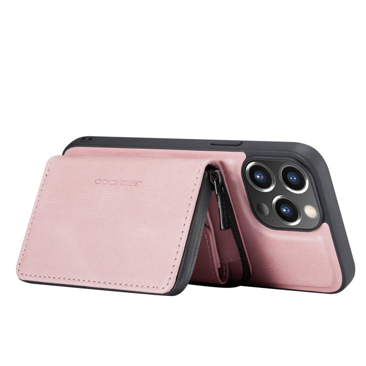 JEEHOOD Estuche de cuero con tapa horizontal con cremallera magnética con soporte y ranura para tarjeta y billetera, For iPhone 13 mini, For iPhone 13, For iPhone 13 Pro, For iPhone 13 Pro Max