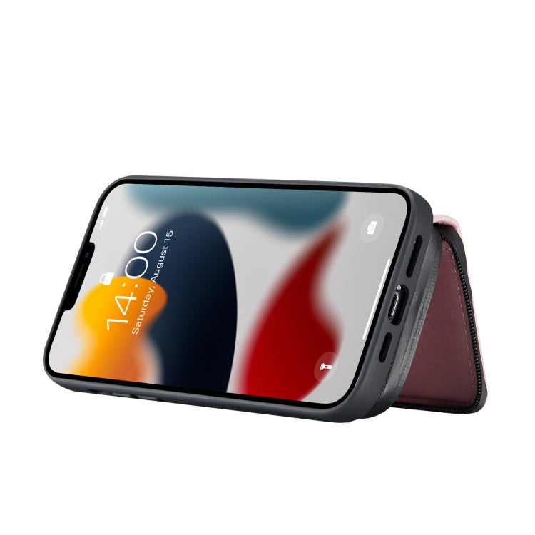 JEEHOOD Estuche de cuero con tapa horizontal con cremallera magnética con soporte y ranura para tarjeta y billetera, For iPhone 13 mini, For iPhone 13, For iPhone 13 Pro, For iPhone 13 Pro Max