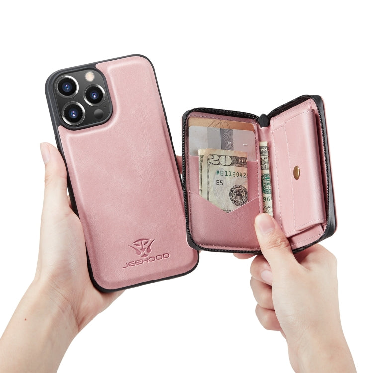 JEEHOOD Estuche de cuero con tapa horizontal con cremallera magnética con soporte y ranura para tarjeta y billetera, For iPhone 13 mini, For iPhone 13, For iPhone 13 Pro, For iPhone 13 Pro Max