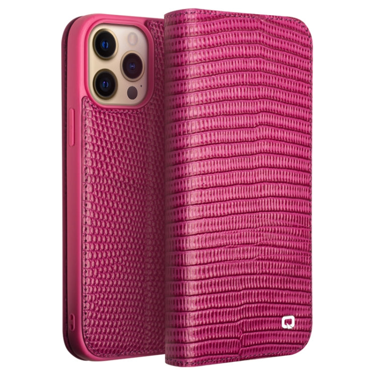 QIALINO Estuche de cuero con tapa horizontal con textura de cocodrilo pequeño con soporte y ranuras para tarjetas y billetera, For iPhone 13, For iPhone 13 Pro, For iPhone 13 Pro Max