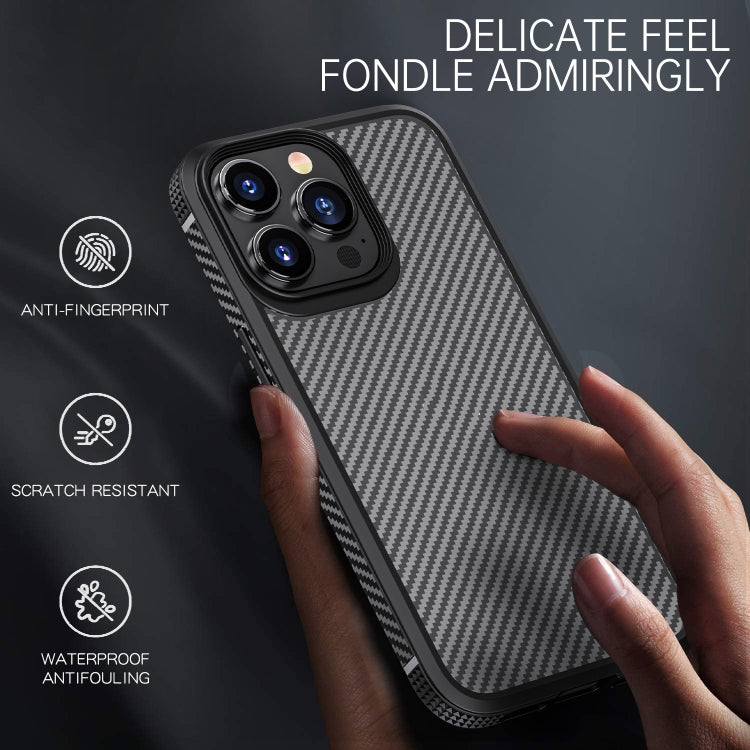 iPAKY Serie MG Fibra de carbono TPU + PC Estuche a prueba de golpes, For iPhone 13 mini, For iPhone 13, For iPhone 13 Pro, For iPhone 13 Pro Max