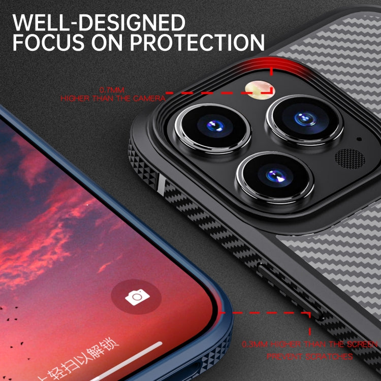 iPAKY Serie MG Fibra de carbono TPU + PC Estuche a prueba de golpes, For iPhone 13 mini, For iPhone 13, For iPhone 13 Pro, For iPhone 13 Pro Max
