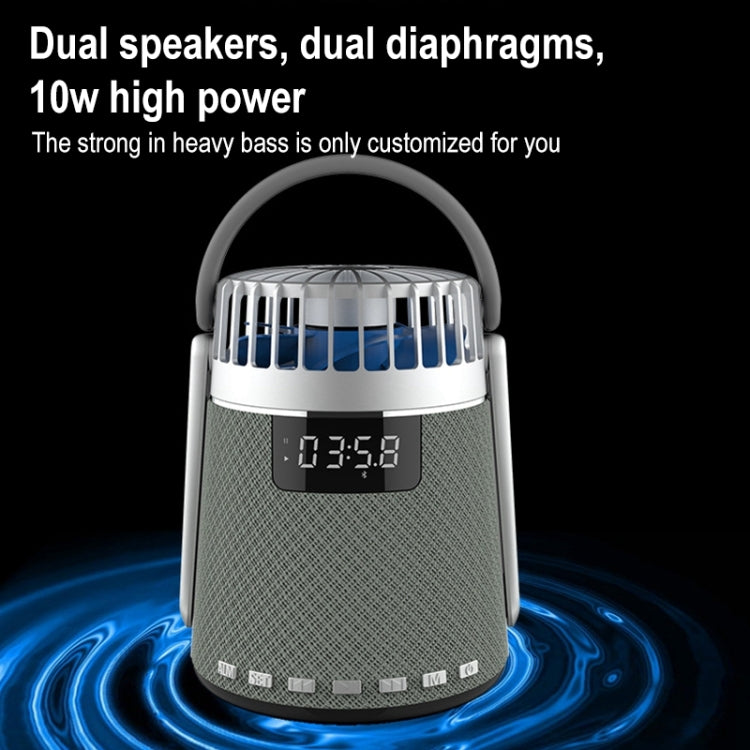 SOAIY K8 Altavoz de reloj despertador dual inalámbrico Bluetooth con ventilador pequeño
