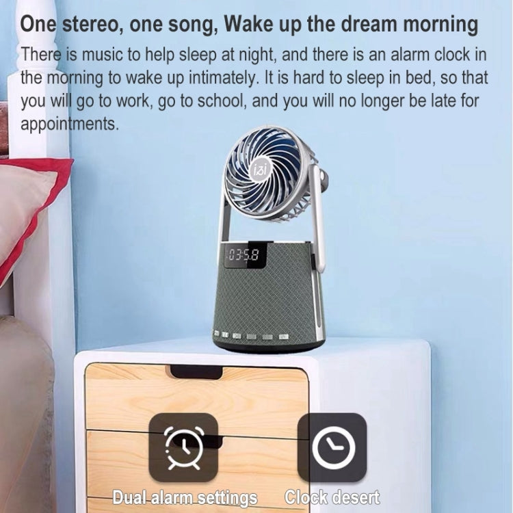 SOAIY K8 Altavoz de reloj despertador dual inalámbrico Bluetooth con ventilador pequeño