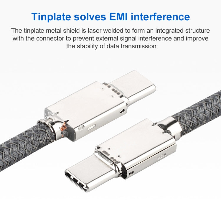 Cable de datos de función completa USB-C / Type-C macho a USB-C / Type-C macho de 100 W con marca E, 0.5m, 1m, 1.5m, 2m