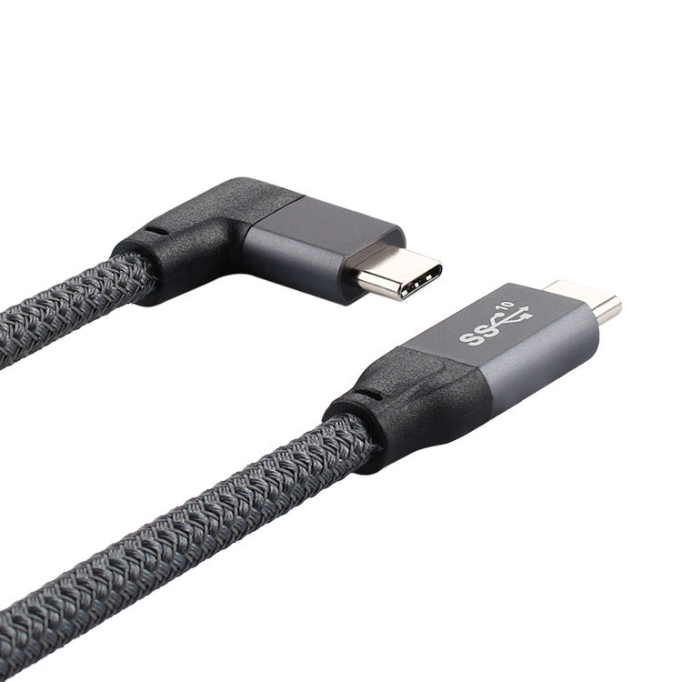 100 W USB-C/Tipo-C Codo a USB-C/Tipo-C Cable de datos de funciones completas macho con E-mark, 0.5m, 1m, 1.5m