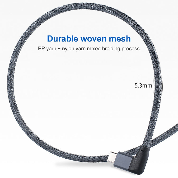 100 W USB-C/Tipo-C Codo a USB-C/Tipo-C Cable de datos de funciones completas macho con E-mark, 0.5m, 1m, 1.5m
