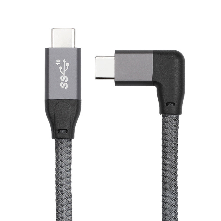 100 W USB-C/Tipo-C Codo a USB-C/Tipo-C Cable de datos de funciones completas macho con E-mark, 0.5m, 1m, 1.5m