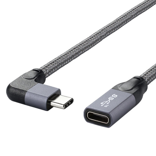 100W USB-C / Type-C Codo macho a USB-C / Type-C Hembra Cable de extensión de datos de función completa, 0.2m, 0.5m, 1m, 1.5m