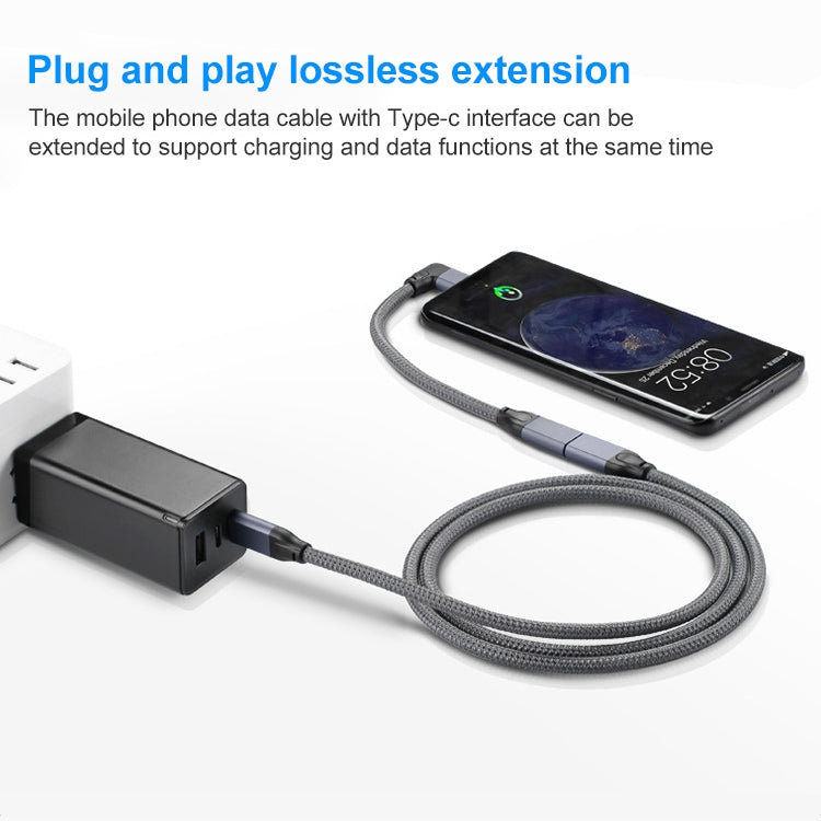 100W USB-C / Type-C Codo macho a USB-C / Type-C Hembra Cable de extensión de datos de función completa, 0.2m, 0.5m, 1m, 1.5m
