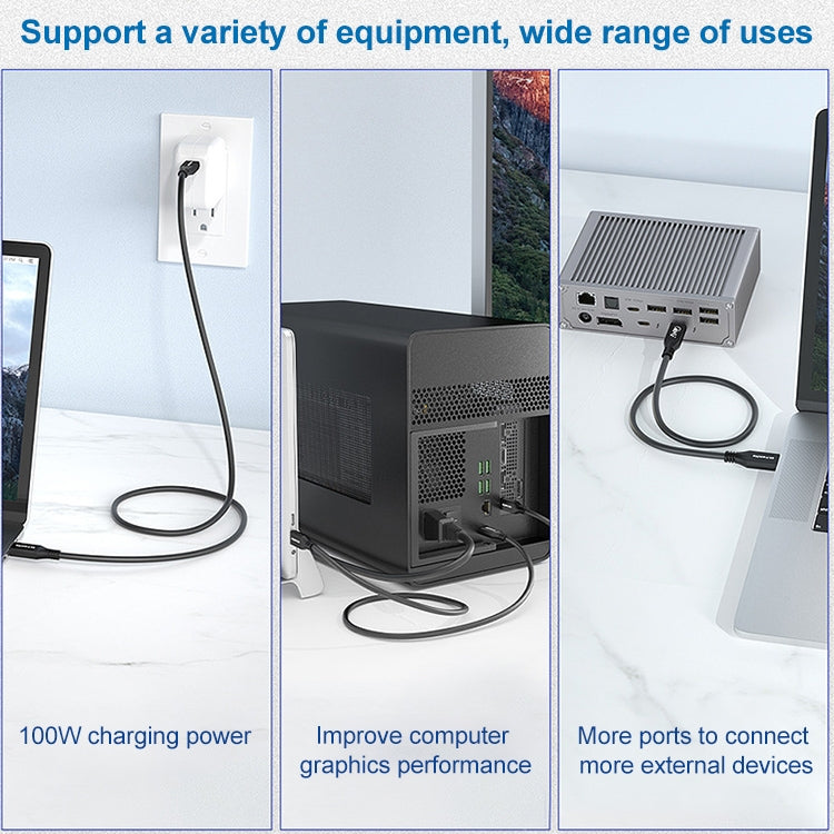 100W USB-C / Type-C 4.0 Macho a USB-C / Type-C 4.0 Macho Cable de datos de funciones completas para Thunderbolt 3, 0.5m, 0.8m, 1m