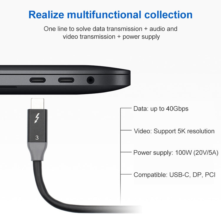 100W USB-C / Type-C 4.0 Macho a USB-C / Type-C 4.0 Macho Cable de datos de funciones completas de dos colores para Thunderbolt 3, 0.31m, 0.61m, 0.95m, 1.22m