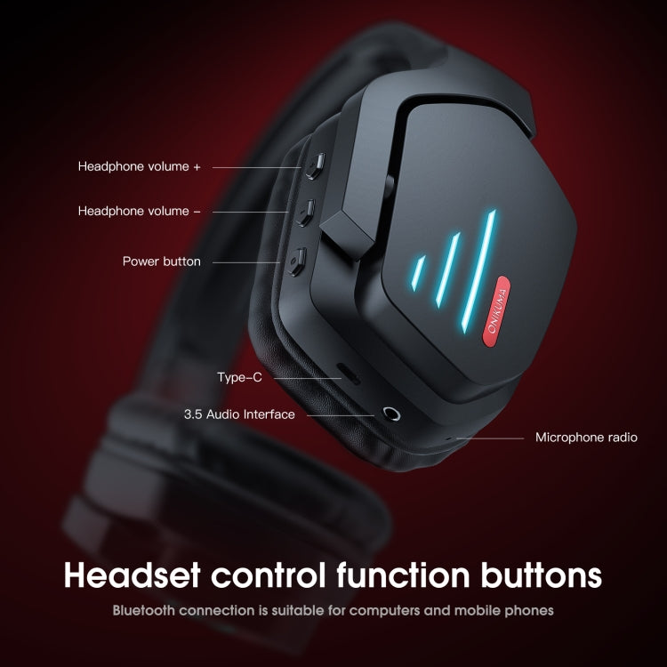ONIKUMA B60 Bluetooth 5.0 Auriculares inalámbricos Bluetooth para juegos de graves fuertes ajustables con micrófono