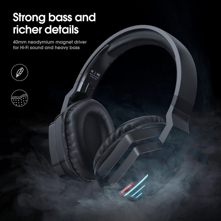 ONIKUMA B60 Bluetooth 5.0 Auriculares inalámbricos Bluetooth para juegos de graves fuertes ajustables con micrófono