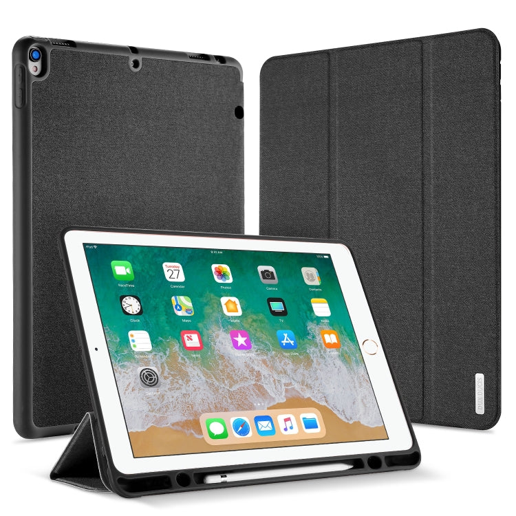 DUX DUCIS Domo Series Funda de tableta de cuero TPU + PU con tapa horizontal magnética con tres soportes plegables y ranura para bolígrafo, For iPad Pro 12.9 inch 2017