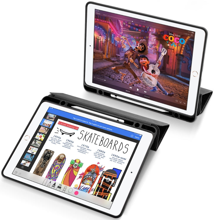 DUX DUCIS Domo Series Funda de tableta de cuero TPU + PU con tapa horizontal magnética con tres soportes plegables y ranura para bolígrafo, For iPad Pro 12.9 inch 2017