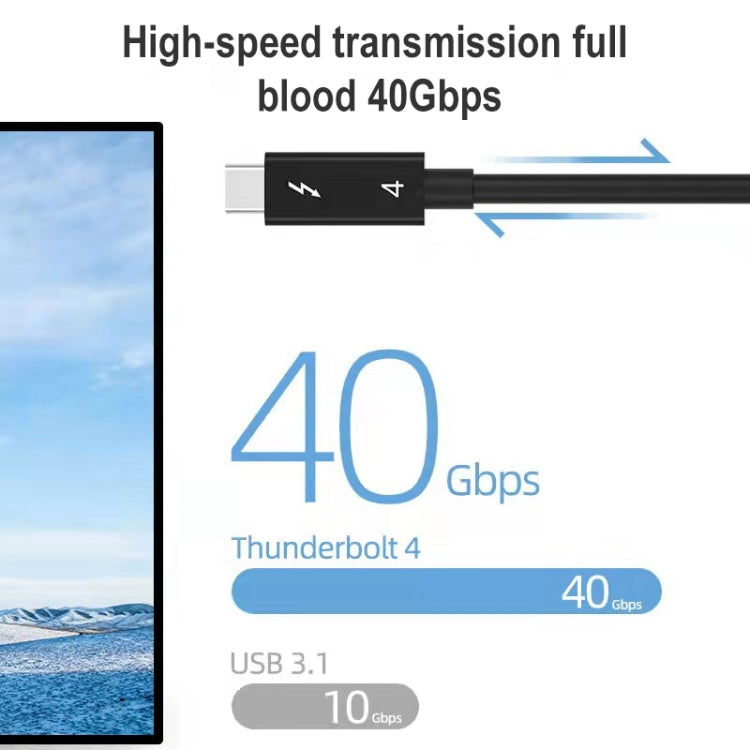 Cable de transmisión multifunción USB-C / Type-C macho a USB-C / Type-C macho para Thunderbolt 4, 0.3m, 0.8m, 1m, 1.2m