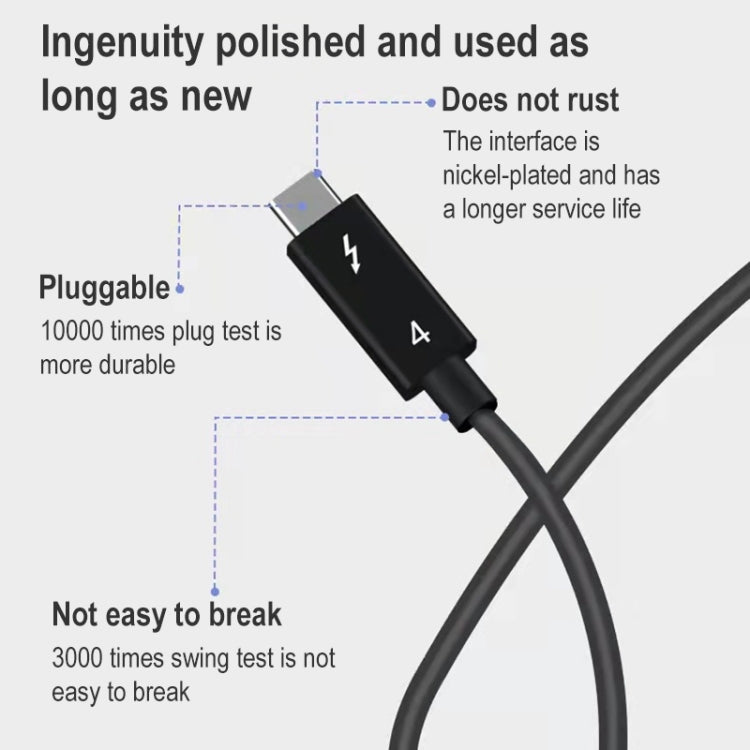 Cable de transmisión multifunción USB-C / Type-C macho a USB-C / Type-C macho para Thunderbolt 4, 0.3m, 0.8m, 1m, 1.2m