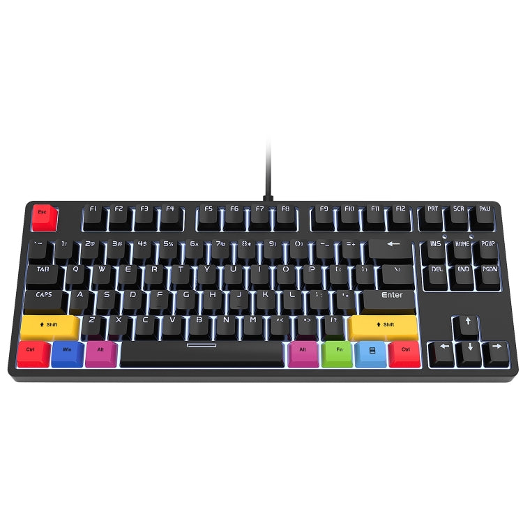 HXSJ L600 87 teclas USB-C / Type-C Teclado mecánico de eje rojo con cable y retroiluminación fresca