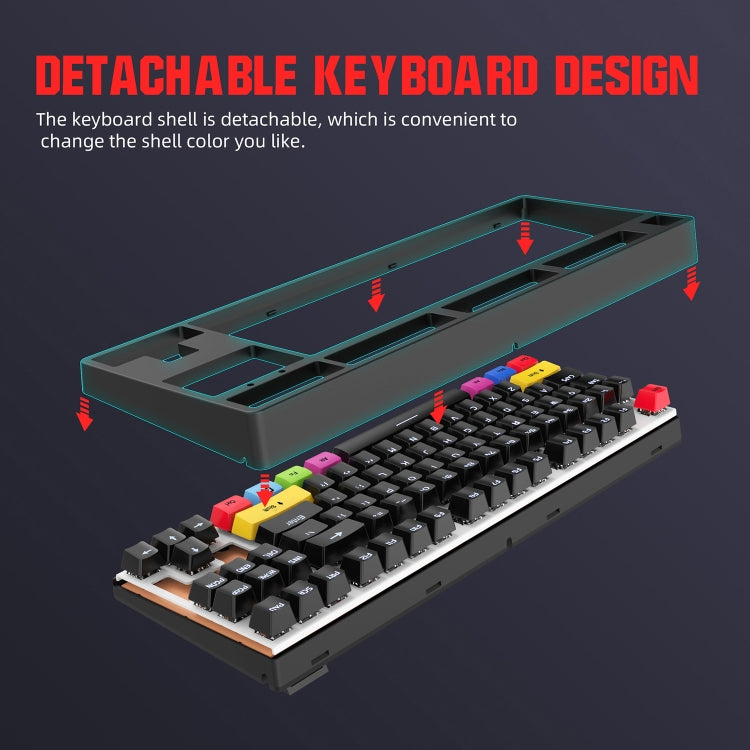 HXSJ L600 87 teclas USB-C / Type-C Teclado mecánico de eje rojo con cable y retroiluminación fresca