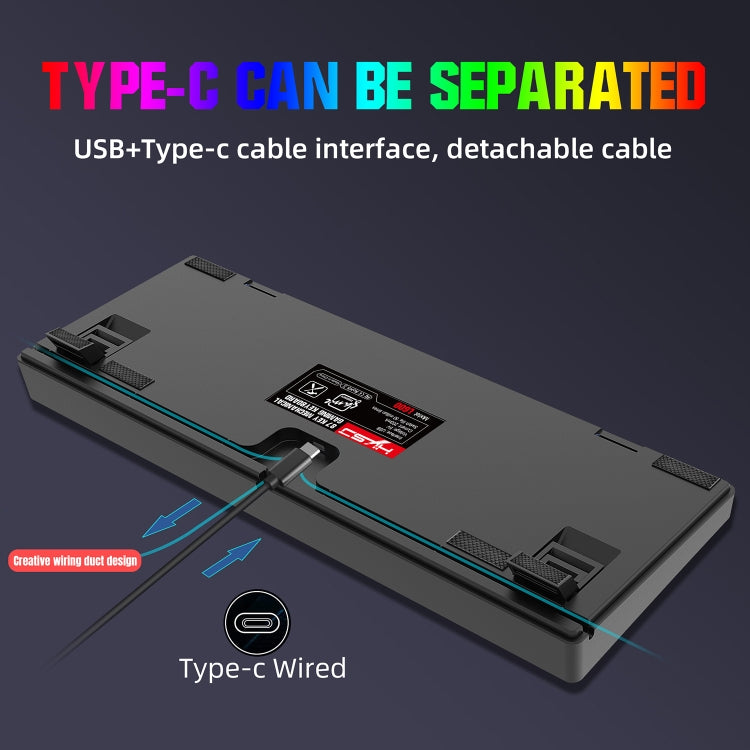 HXSJ L600 87 teclas USB-C / Type-C Teclado mecánico de eje rojo con cable y retroiluminación fresca
