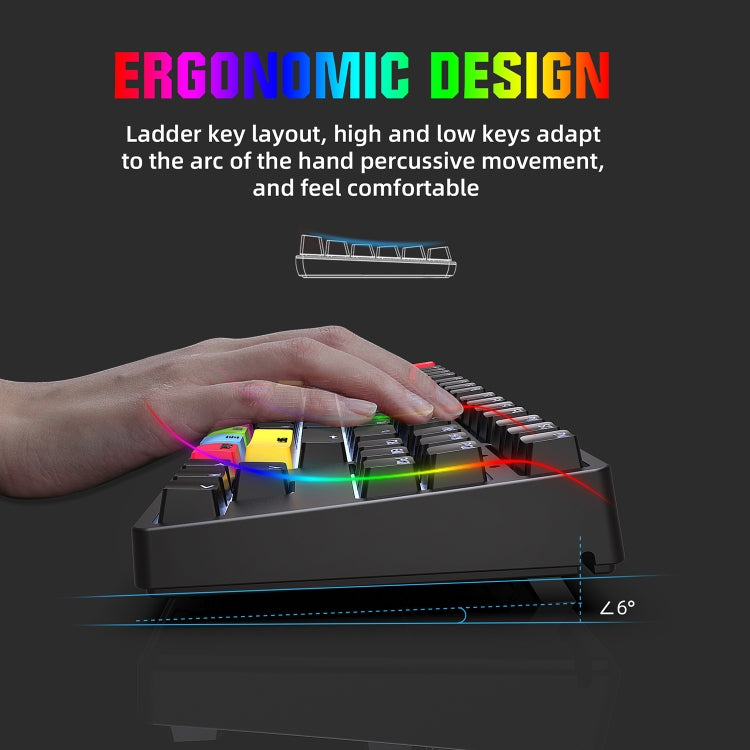 HXSJ L600 87 teclas USB-C / Type-C Teclado mecánico de eje rojo con cable y retroiluminación fresca