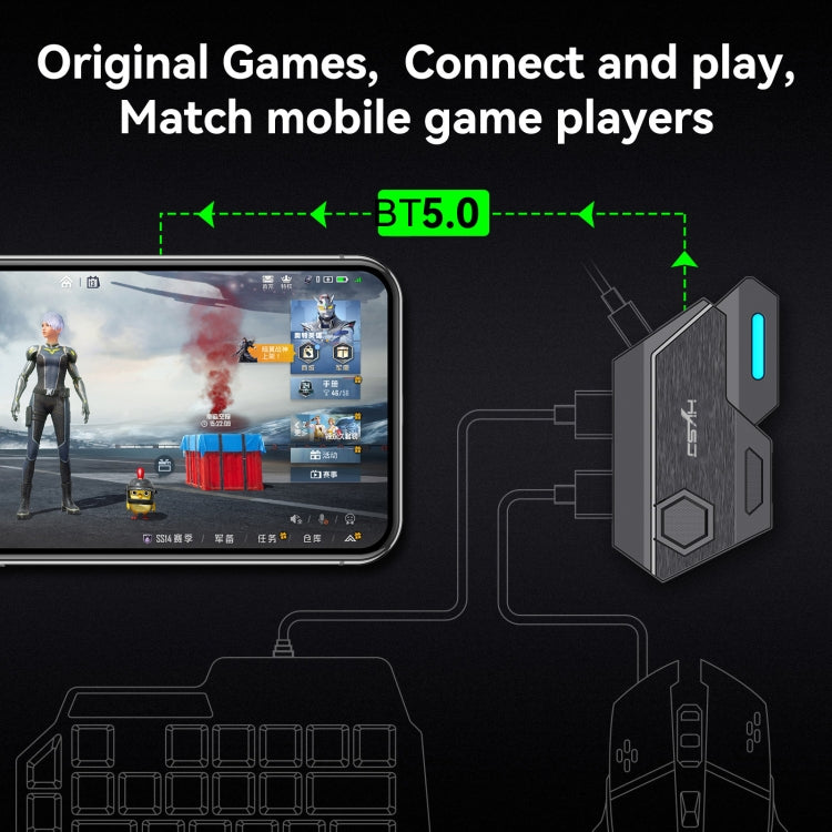 HXSJ P3 Bluetooth 5.0 Teclado Convertidor de ratón Juego de disparos Herramienta auxiliar