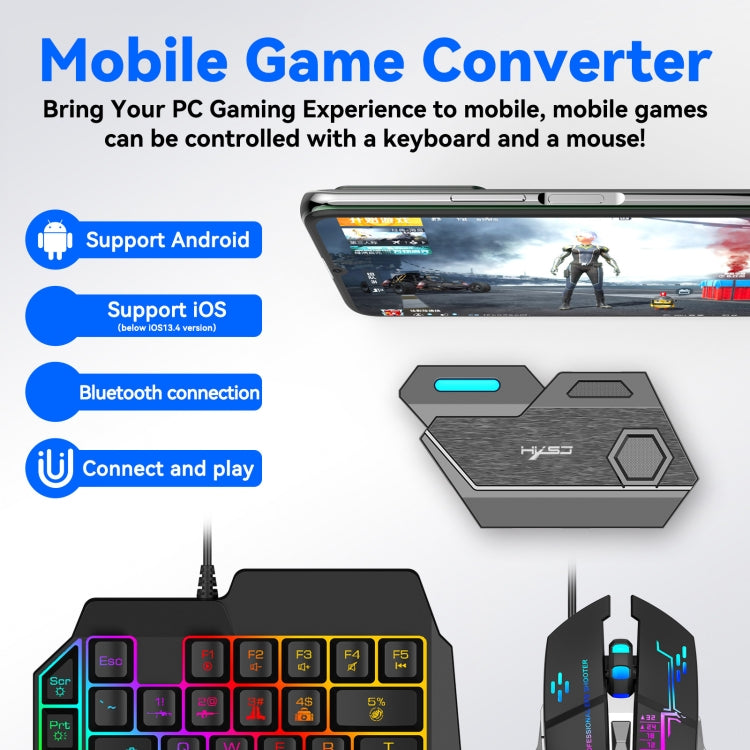 HXSJ P3 Bluetooth 5.0 Teclado Convertidor de ratón Juego de disparos Herramienta auxiliar