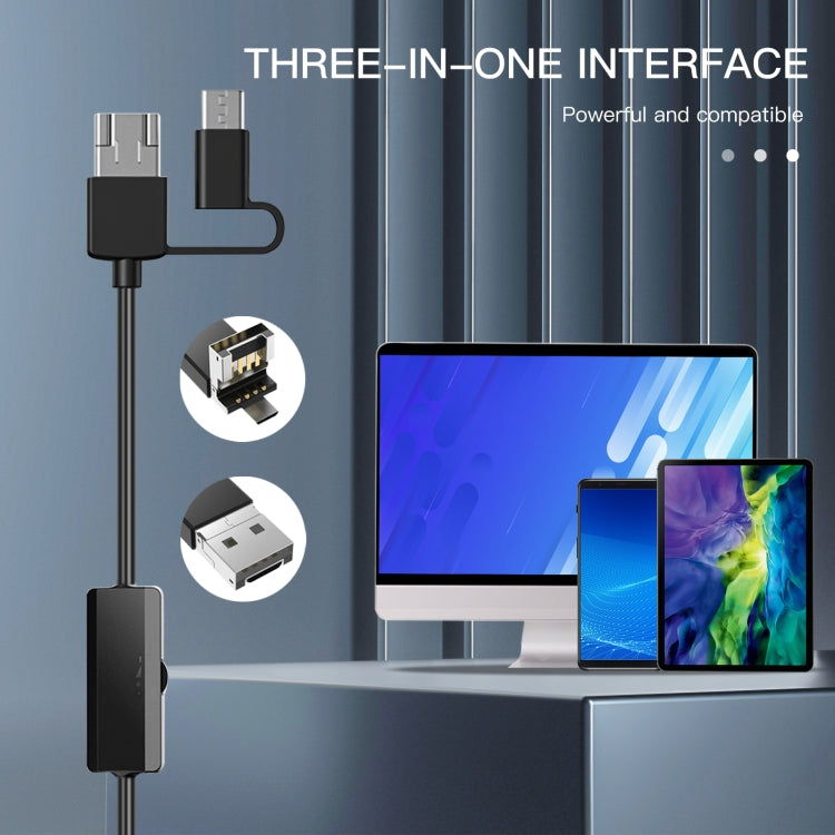 AN100 3 en 1 IP68 a prueba de agua USB-C / Type-C + Micro USB + USB Cámaras duales Endoscopio didital industrial con 9 LED, compatible con el sistema Android, diámetro de la lente: 5,5 mm, 1m Soft Cable, 2m Soft Cable, 3.5m Soft Cable, 5m Soft Cable   ...
