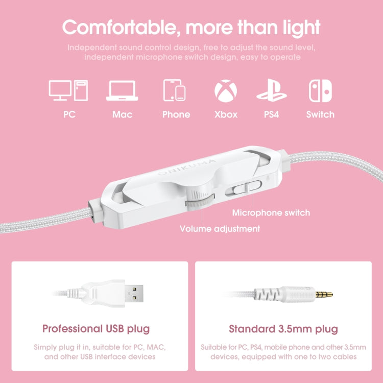 ONIKUMA X10 Car Ear LED Light Auriculares para juegos ajustables con micrófono