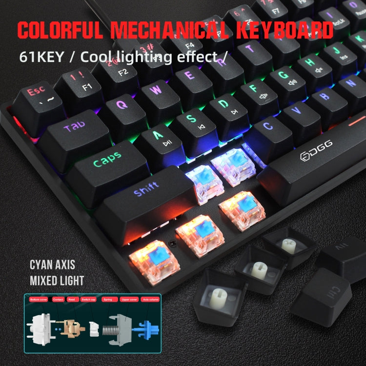 HXSJ V900 61 Teclas Cool Lighting Effect Teclado con cable mecánico, Black Red, Black White, Black, White