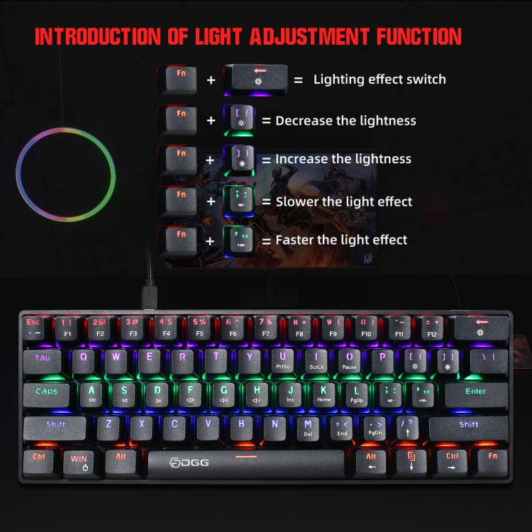 HXSJ V900 61 Teclas Cool Lighting Effect Teclado con cable mecánico, Black Red, Black White, Black, White