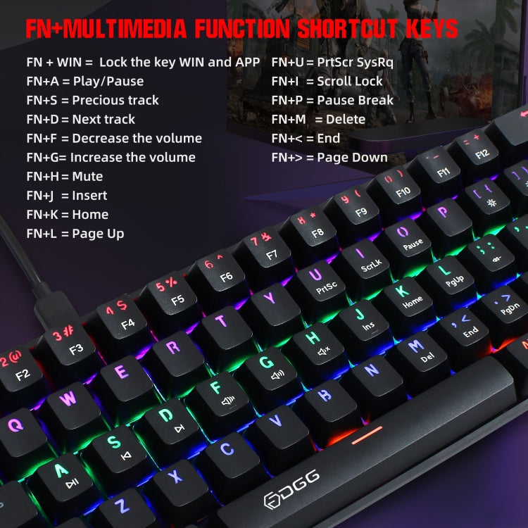 HXSJ V900 61 Teclas Cool Lighting Effect Teclado con cable mecánico, Black Red, Black White, Black, White