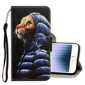 Estuche de cuero de PU con tapa horizontal de dibujo en color 3D con soporte y ranuras para tarjetas y billetera, For iPhone SE 2022 / SE 2020 / 8 / 7
