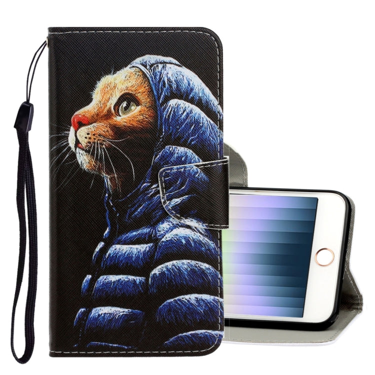 Estuche de cuero de PU con tapa horizontal de dibujo en color 3D con soporte y ranuras para tarjetas y billetera, For iPhone SE 2022 / SE 2020 / 8 / 7