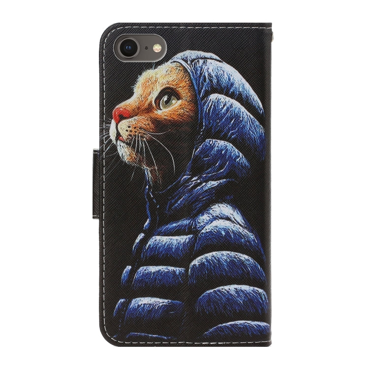 Estuche de cuero de PU con tapa horizontal de dibujo en color 3D con soporte y ranuras para tarjetas y billetera, For iPhone SE 2022 / SE 2020 / 8 / 7