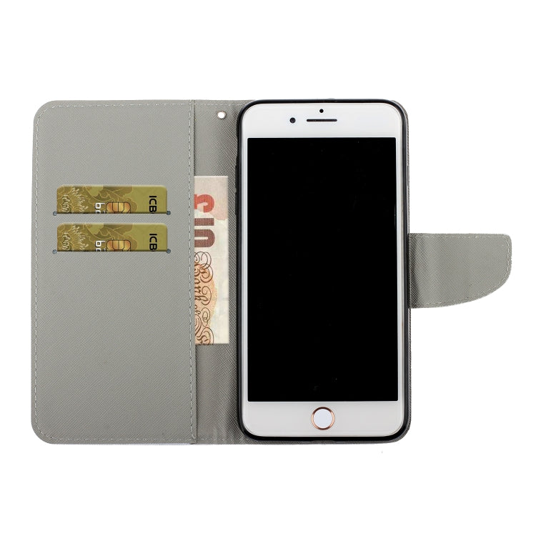 Estuche de cuero de PU con tapa horizontal de dibujo en color 3D con soporte y ranuras para tarjetas y billetera, For iPhone SE 2022 / SE 2020 / 8 / 7