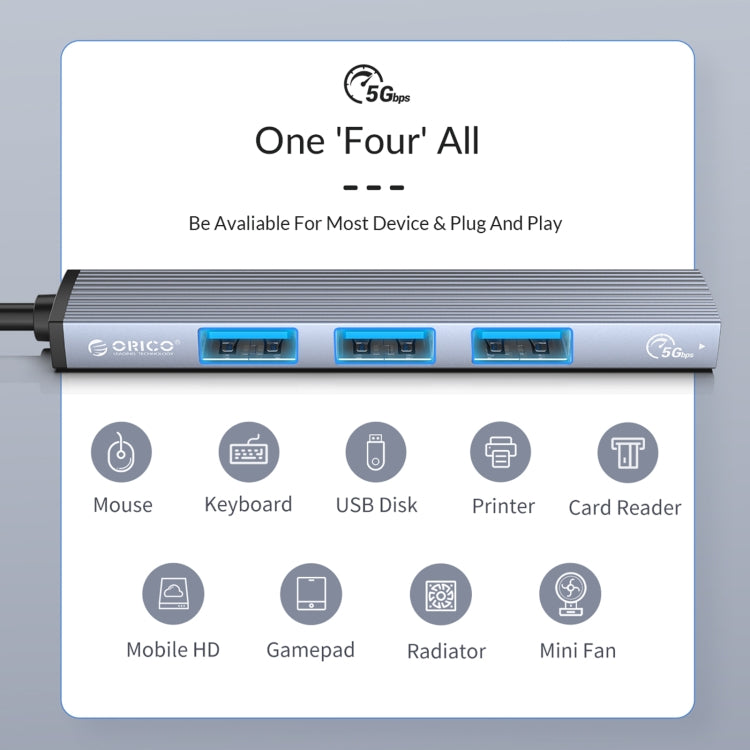 Estación de acoplamiento ORICO AH-12F 4 en 1 Tipo-C / USB-C a HUB USB 3.0, AH-12F