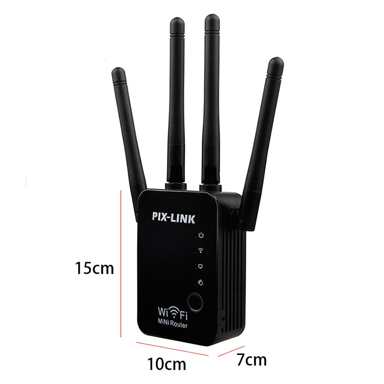Repetidor de enrutador WiFi inteligente inalámbrico con 4 antenas WiFi, EU Plug Black, EU Plug White, UK Plug Black, UK Plug White, US Plug Black, US Plug White
