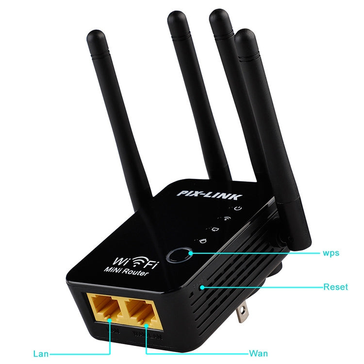Repetidor de enrutador WiFi inteligente inalámbrico con 4 antenas WiFi, EU Plug Black, EU Plug White, UK Plug Black, UK Plug White, US Plug Black, US Plug White